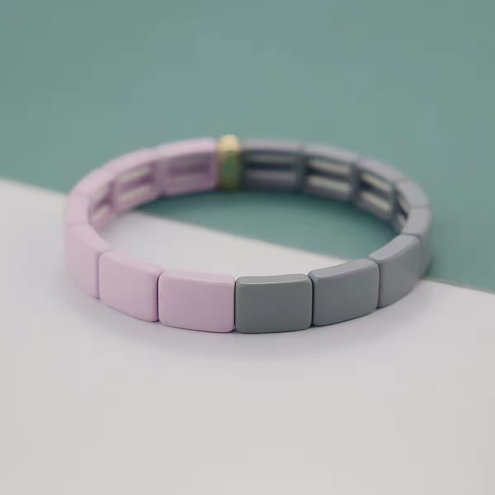 Roxanne Assoulin -  Bit X Bit Pink  and Gray Stretch Bracelet